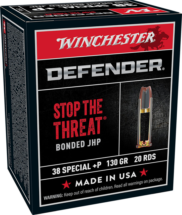 Winchester Defender Pistol Ammo 38 Spl+P 130 gr. Bonded Jacket HP 20 rd.