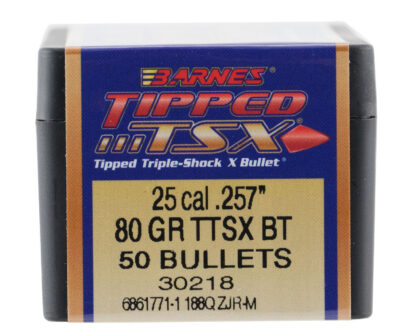TIPPED TSX® 25 CAL (.308”) POLYMER TIP BOAT TAIL RIFLE BULLETS TIPPED TRIPLE SHOCK X 25 CALIBER (0.257”) BT 80GR 50/BOX