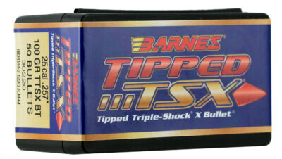 Barnes Bullets 30220 Tipped TSX25 Caliber .257 100 GR TTSX Boat Tail 50 Box