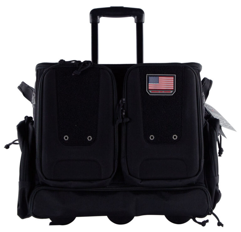 GPS Bags T2112ROBB Rolling Tactical Black 1000D Nylon Teflon Coating with Foam Cradle Holds 6 Handguns, Storage Pockets Holds 4 Additional Guns, Telescoping Handle & ATV Wheels