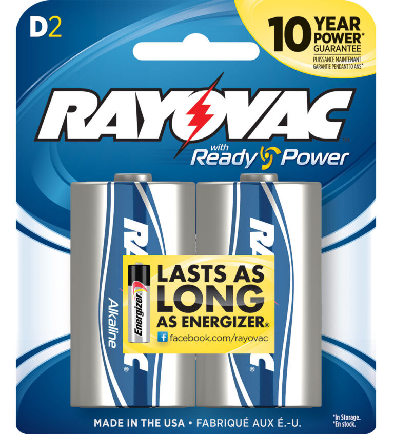 Rayovac 8132F D HIGH ENERGY Alkaline Batteries Silver/Blue 1.5 Volts 12,000 mAh (2) Single Pack