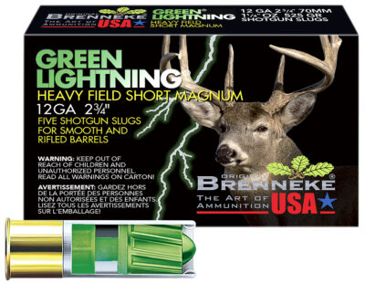 Brenneke SL122HFSGL Green Lightning  12 Gauge 2.75″ 1 1/4 oz Slug Shot 5 Bx/ 50