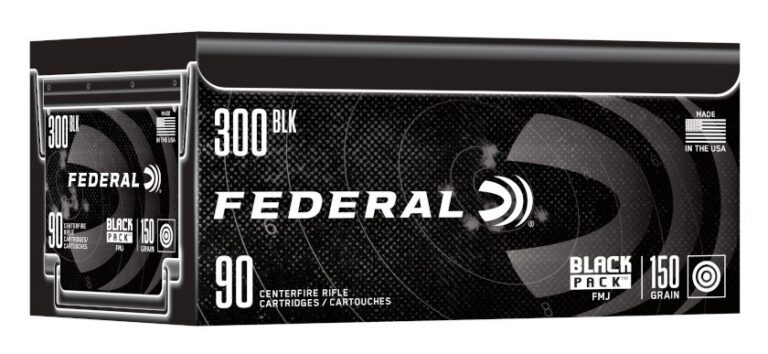 FEDERAL BLACK PACK 300 BLACKOUT 150 GRAIN FULL METAL JACKET BOAT-TAIL 1900 FPS FC300BLKBF 90RD
