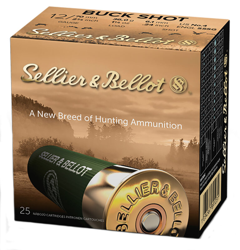 Sellier & Bellot SB12BSB Shotgun 12 Gauge 2.75" 27 Pellets 4 Buck Shot 25 Bx/ 1