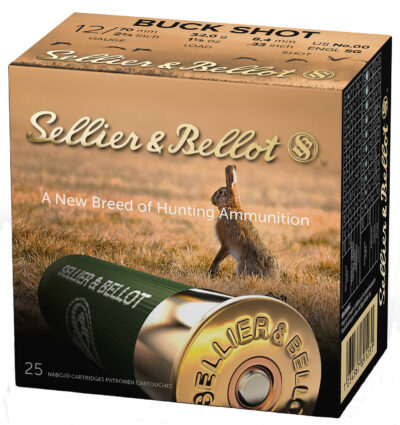 Sellier & Bellot SB12BSG Shotgun 12 Gauge 2.75″ 9 Pellets 00 Buck Shot 25 Bx/ 10 Cs