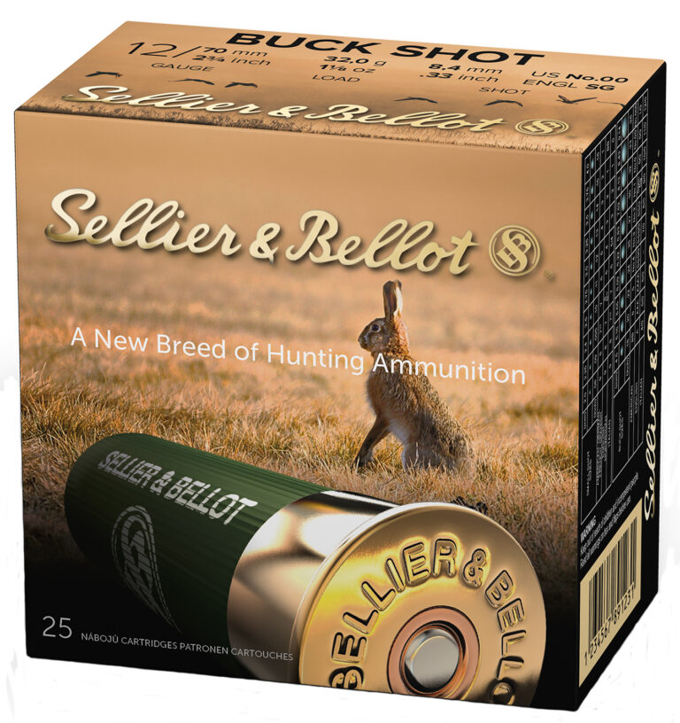 Sellier & Bellot SB12BSG Shotgun 12 Gauge 2.75" 9 Pellets 00 Buck Shot 25 Bx/ 10 Cs