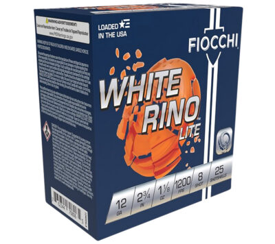 Fiocchi 12WRNL8 Exacta Target White Rino Lite 12Gauge 2.75″ 1 1/8oz 8Shot 25 Per Box/10 Case