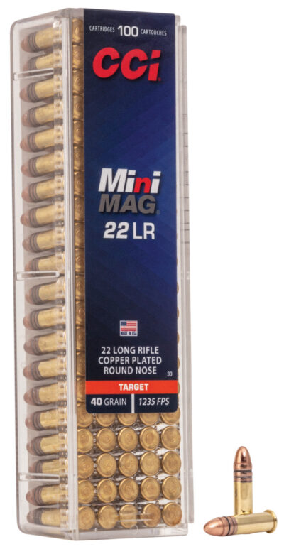 CCI Target & Plinking Mini-Mag Rimfire Ammo 22 LR 40 gr. Copper-Plated Round Nose 100 rd.