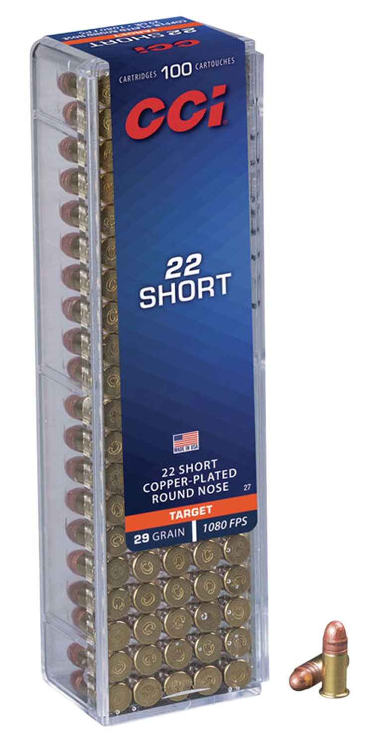 CCI 0027 Target & Plinking 22 Short 29 gr Copper-Plated Round Nose 100 Bx/ 50 C