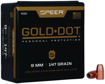 Speer Bullet 9mm .355 147gr GDHP GoldDot HP SPEER BULLET 9MM .355 147GR GDHP GOLDDOT HP