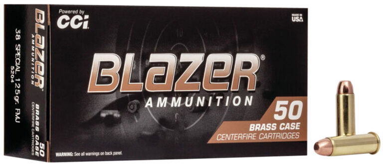 CCI Blazer Brass Pistol Ammo 38 Spl 125 gr. FMJ Flat Nose 50 rd.