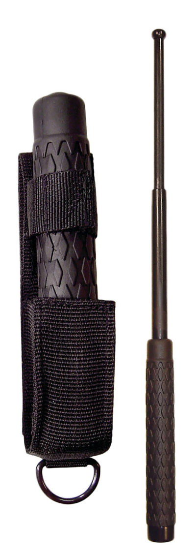 EXPANDABLE BATON W/SHEATH & RUBBER HANDLE – 21″