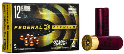PREMIUM PERSONAL DEFENSE BUCKSHOT 12 GAUGE 2-3/4 AMMO PREMIUM PERSONAL DEFENSE 12GA 2-3/4” 9-PELLET #00 BUCK 5/BOX