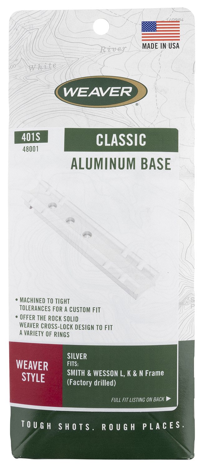 Weaver Mounts 48001 Top Mount Base 401S Silver Smith & Wesson L/K/N Frame