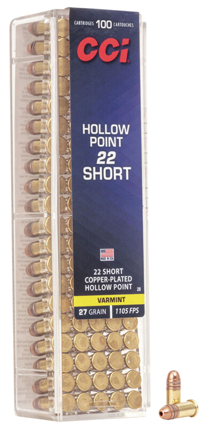 SHORT HP AMMO 22 SHORT 27GR CPHP 22 SHORT 27GR COPPER PLATED HOLLOW POINT 100/BOX
