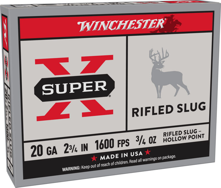 SUPER-X 20 GAUGE 2-3/4'' RIFLED SLUG SHOTGUN AMMO SUPER-X 20 GAUGE 2-3/4'' 3/4OZ RIFLED SLUG 5/BOX