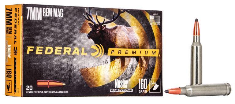 Federal P7RF Premium 7mm Rem Mag 160 gr Nosler Partition (NP) 20 Bx/ 10 Cs