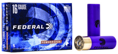 Federal F164RS Power-Shok Shotshell 16Gauge 2.75″ 7/8oz RifledSlug Shot 5 Per Box/50 Case