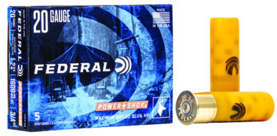 Federal F203RS Power-Shok  20Gauge 2.75″ 3/4oz Rifled SlugShot 5 Per Box/50 Case