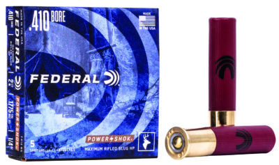 Federal F412RS Power-Shok Shotshell 410Gauge 2.50″ 1/4oz RifledSlug Shot 5 Per Box/50 Case