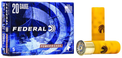 POWER SHOK 20 GAUGE 2-3/4” #3 BUCKSHOT SHOTGUN AMMO POWER-SHOK 20 GAUGE 2-3/4” 20-PELLET #3 BUCKSHOT 5/BOX