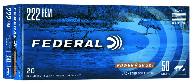 Federal Power-Shok Rifle Ammo 222 Rem 50 gr. Jacketed Soft Point 20 rd.