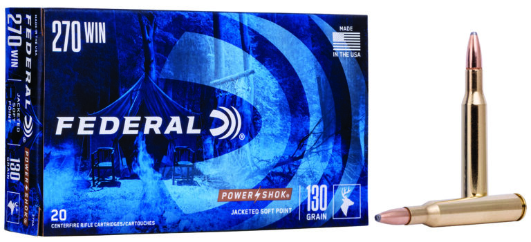 Federal 270A Power-Shok  270 Win 130 gr Jacketed Soft Point (JSP) 20 Bx/ 10 Cs