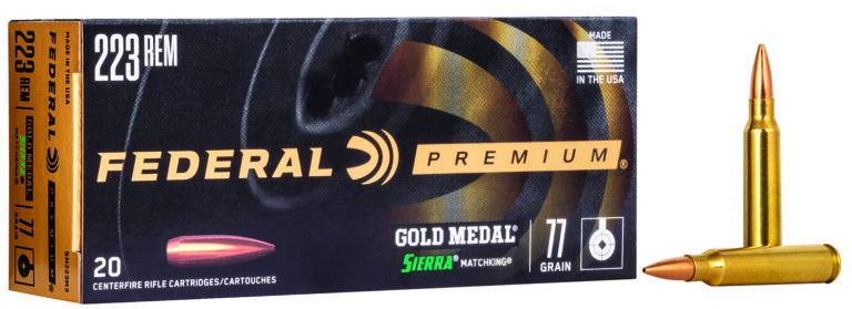 GOLD MEDAL MATCH AMMO 223 REMINGTON 77GR BTHP GOLD MEDAL SIERRA 223 REMINGTON 77GR MATCHKING BTHP 20/BOX