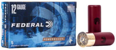 FEDERAL POWER-SHOK LOW RECOIL OO BUCKSHOT 12GA 2-3/4″ 3DE 9 PELET AMMO 5RD