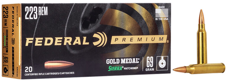 Federal GM223M Premium Gold Medal 223Rem 69gr Sierra MatchKing BTHP 20 Per Box/10 Case
