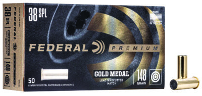 Federal GM38A Gold Medal  38 Special 148 gr Lead Wadcutter (LDWC) 50 Bx/ 20 Cs
