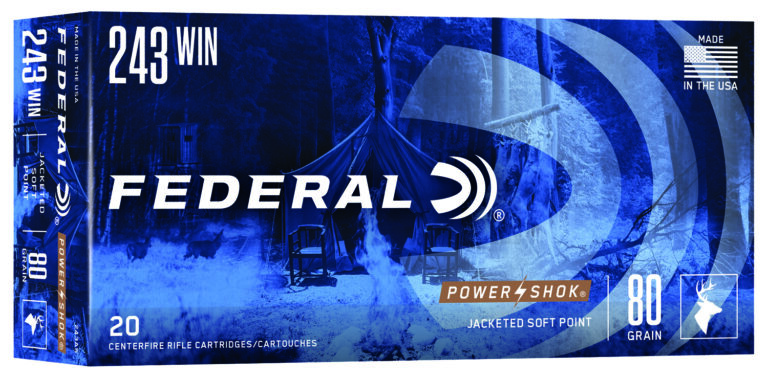 Federal Power Shok 243 Win 80gr SP 20/bx FEDERAL POWER SHOK 243 WIN 80GR SP 20/BX