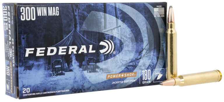 Federal 300WBS Power-Shok  300WinMag 180gr Jacketed Soft Point 20 Per Box/10 Case
