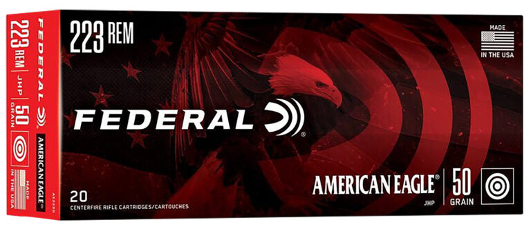 Federal AE223G American Eagle Varmint & Predator 223Rem 50gr Jacketed Hollow Point 20 Per Box/25 Case