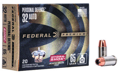 Federal P32HS1 Premium Personal Defense 32 ACP 65 gr Hydra-Shok Jacketed Hollow