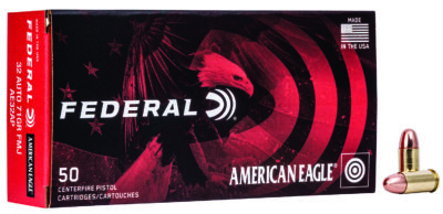 Federal AE32AP American Eagle Handgun 32ACP 71gr Full Metal Jacket 50 Per Box/20 Case