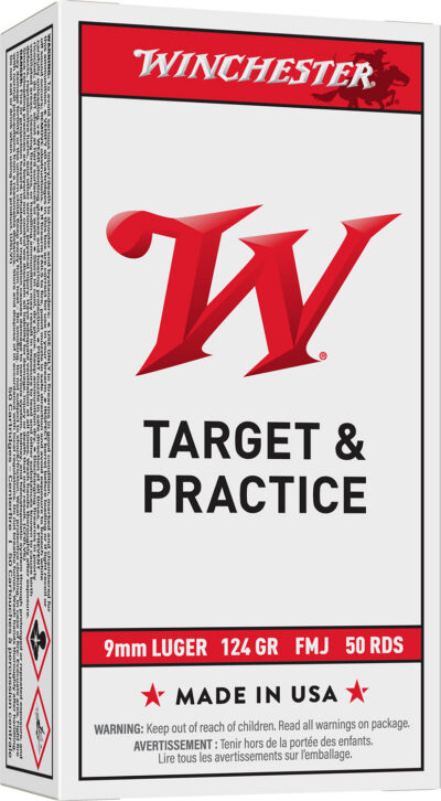 WINCHESTER USA 9MM 124GR FMJ BRASS 50RD BOX 500RD CASE