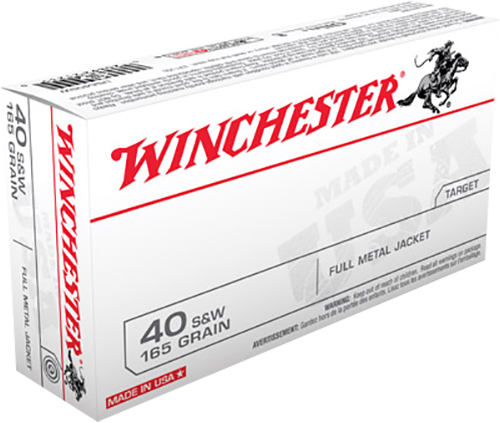 Winchester Ammo USA40SW USA 40 S&W 165 gr Full Metal Jacket Flat Nose 50 Per Box