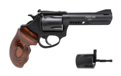CHARTER ARMS DOUBLE DOG 357 MAG/9MM 4.2IN PORTED BARREL 5RD BLACK PASSIVATE ALUM FRAME WOOD GRIP STANDARD HAMMER 13942