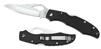 Spyderco BY03PSBK2 Byrd Cara Cara 2 Lightweight 3.75″ Folding Drop Point Part Serrated 8Cr13MoV SS Blade Black  Textured FRN Handle Includes Pocket Clip