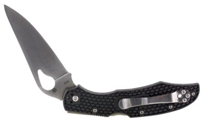 Spyderco BY03PBK2 Byrd Cara Cara 2 Lightweight 3.75″ Folding Drop Point Plain 8Cr13MoV SS Blade Black  Textured FRN Handle Includes Pocket Clip