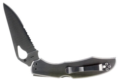 Spyderco BY03PS2 Byrd Cara Cara 2 3.75″ Folding Drop Point, Part Serrated 8Cr13MoV SS Blade, Stainless Steel Handle, Includes Pocket Clip