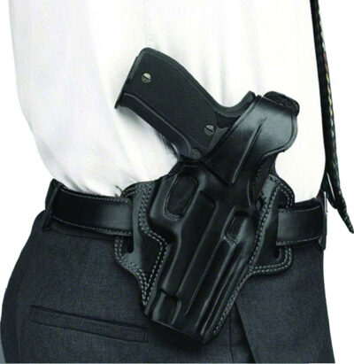 Galco FL226B Fletch  OWB Black Leather Belt Slide Compatible w/Glock 19 Gen1-5/19X/23 Gen2-5/32/45 Belt Up to 1.75″ Wide Right Hand