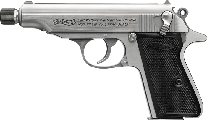 WALTHER PP SD 32ACP PISTOL STAINLESS 3.9" THREADED BARREL 8RD MAGAZINE