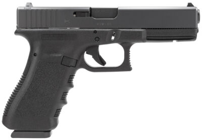 Glock PI2250201 G22 Gen3 *CA Compliant Full Size 40 S&W 10+1 4.49″ Black Steel Barrel, Matte Black Serrated Slide, Black Polymer Frame w/Picatinny Rail, Black Textured Finger Grooved Polymer Grips, Ambidextrous