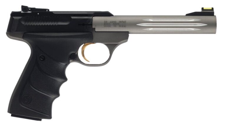 Browning 051461490 Buck Mark Lite *CA Compliant 22 LR 10+1 5.50" Matte Gray Fluted Barrel, Serrated Steel Slide, Matte Gray Aluminum Frame & Black Ultragrip RX Grips