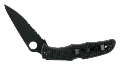 Spyderco C10PSBBK Endura 4 Lightweight 3.75″ Folding Clip Point Part Serrated Black TiCN VG-10 SS Blade Black  Textured FRN Handle Includes Pocket Clip