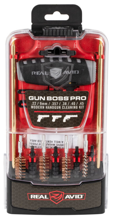 Real Avid AVGBPROP Gun Boss Cleaning Kit Multi-Caliber Pistol Firearm Slotted Tip 12.50″ Long Bronze Bristles Includes Case