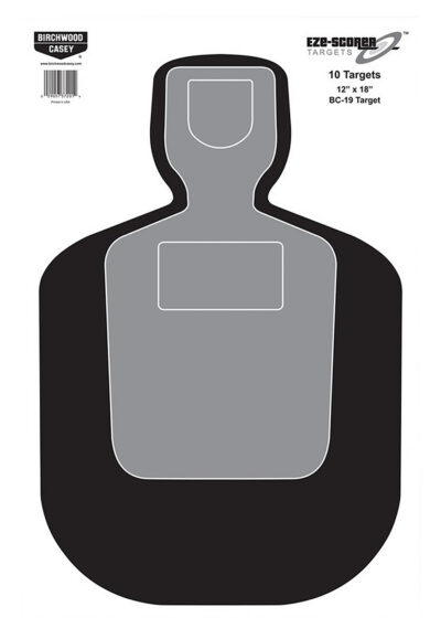 Birchwood Casey 37201 EZE-Scorer BC-19 Silhouette Paper Hanging Universal 12″ x 18″ Black/Gray/White 10 Pk.