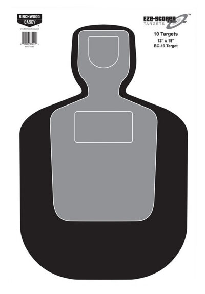Birchwood Casey 37007 EZE-Scorer BC-19 Silhouette Paper Hanging Universal 12″ x 18″ Black/Gray/White 100 Per Pkg